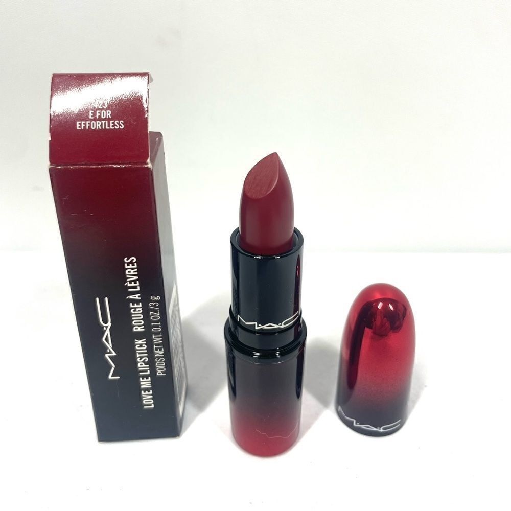 Mac Love Me Lipstick #423 E For Effortless Medium Dark Red New In Box